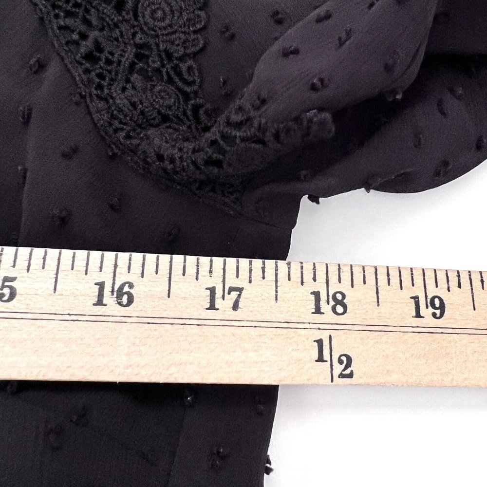 Anthropologie DR2 Size S Blouse Black Sheer Lined Swiss Dots - Picture 5 of 8